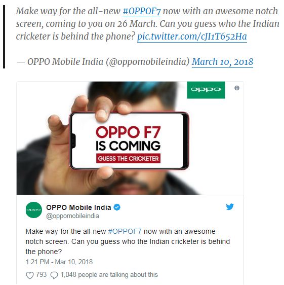 Oppo F7 teaser released