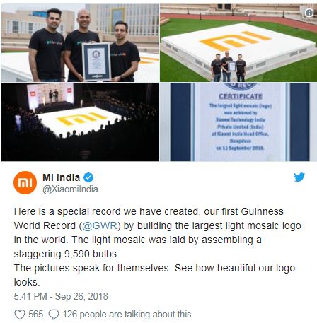 Xiaomi India set Guiness record