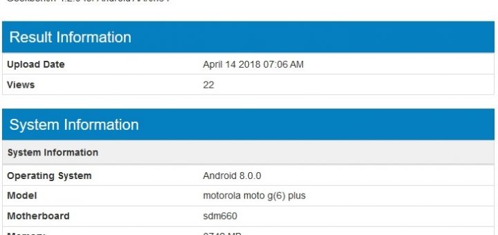 Moto G6 Plus spotted at Geekbench