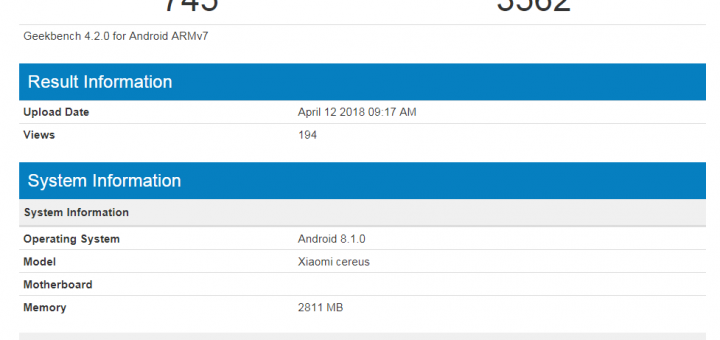 Xiaomi Cereus spotted on GeekBench