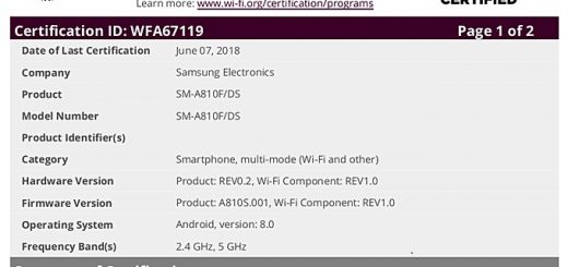 Samsung Galaxy A8 (2016) Wi Fi certified