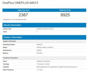 OnePlus 6T spotted at Geekbench
