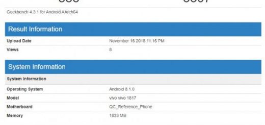 vivo 1817 spotted at Geekbench