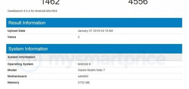 Xiomi Redmi Note 7 spotted at Geekbench