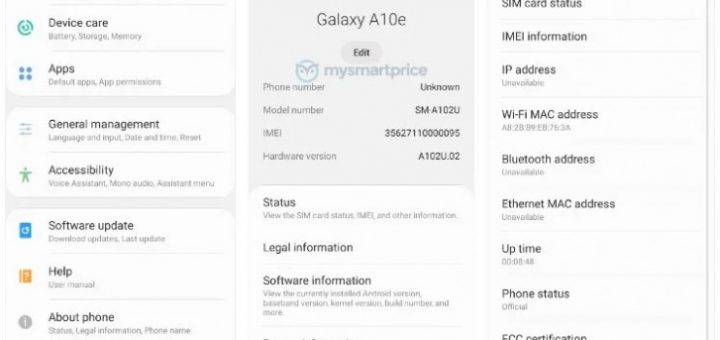 Samsung Galaxy A10e FCC certified